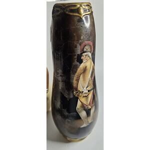 Antique Royal Bonn 13 Inch Vase Circa 1900 Raised Relief Accents Swordsman